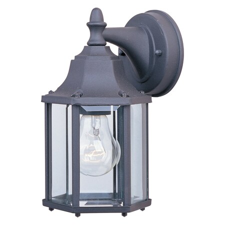 Maxim One Light Black Clear Glass Wall Lantern 1026BK